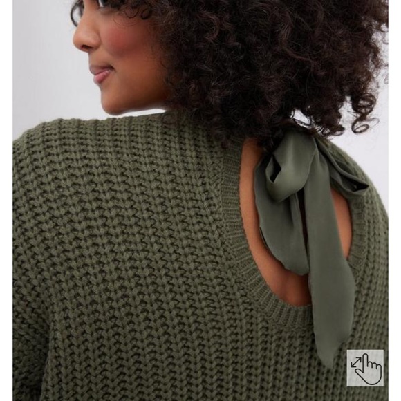 Cable Green tied back sweater - Picture 5 of 14